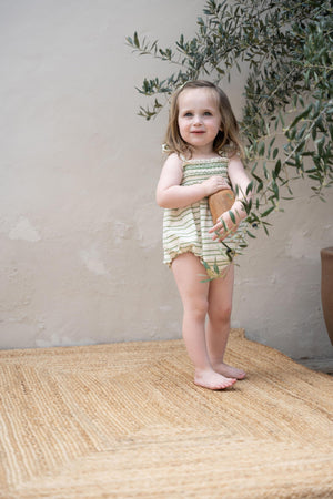 EDA ROMPER - GREEN STRIPES