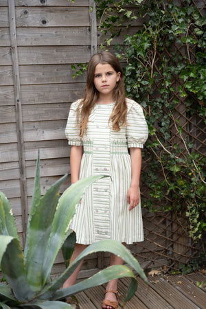 PARLA DRESS GREEN STRIPES