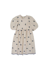 Girls Dress, Vivian Ivory - Navy Roses