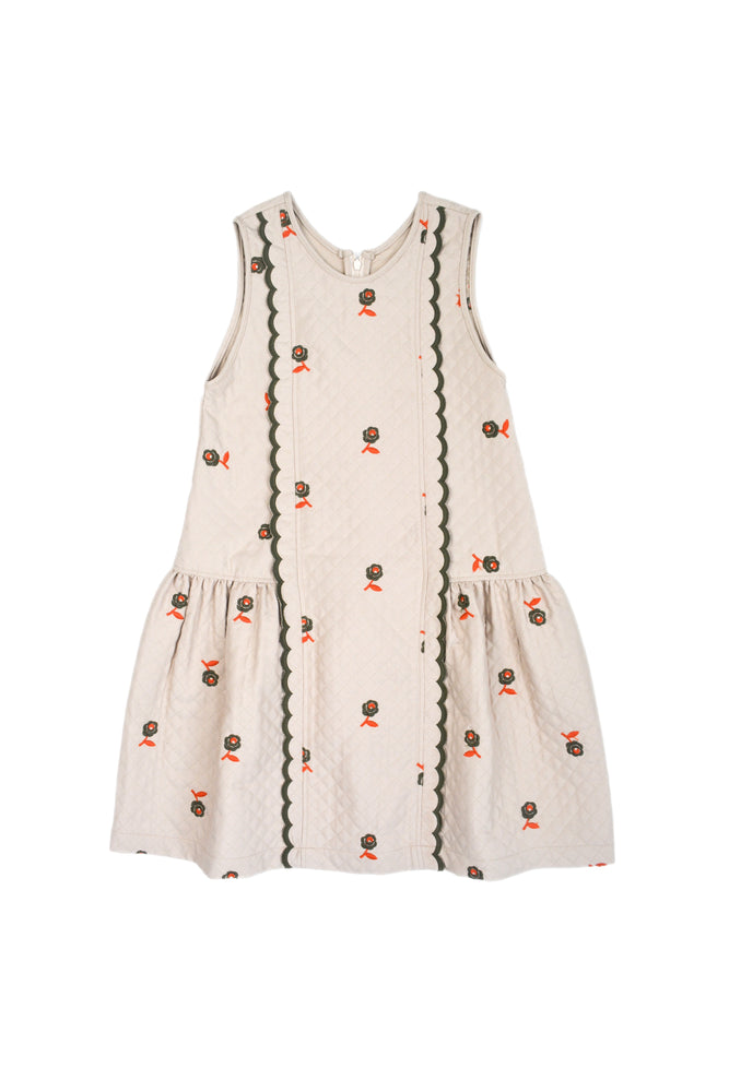 Girls Dress - Violetta Ivory Green Roses