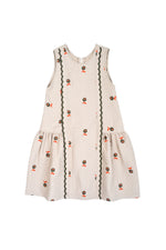 Girls Dress - Violetta Ivory Green Roses