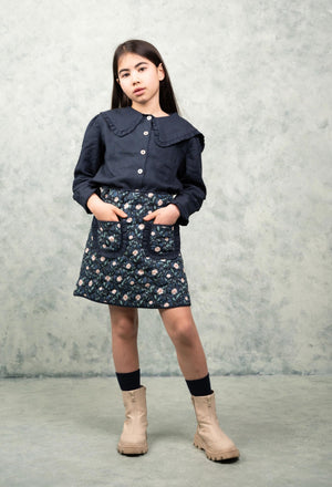 Girls Blouse - Heidi Navy - KOKORI Kids