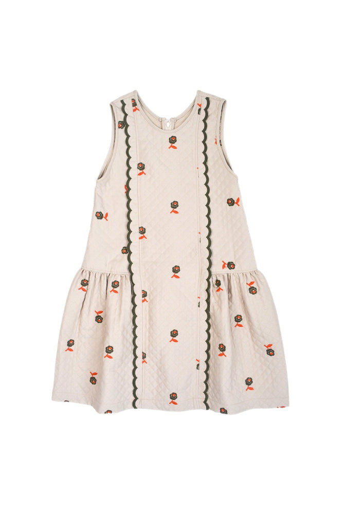 Girls Dress - Violetta Ivory Green Roses - KOKORI Kids