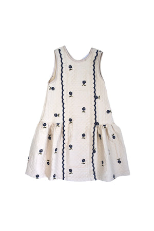Girls Dress - Violetta Ivory Navy Roses - KOKORI Kids