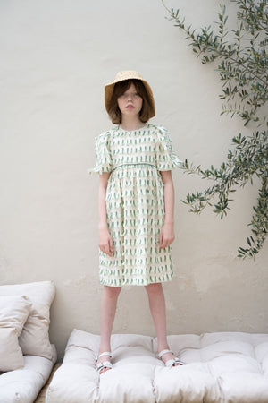 LEYLA DRESS GREEN TASSELS - KOKORI Kids