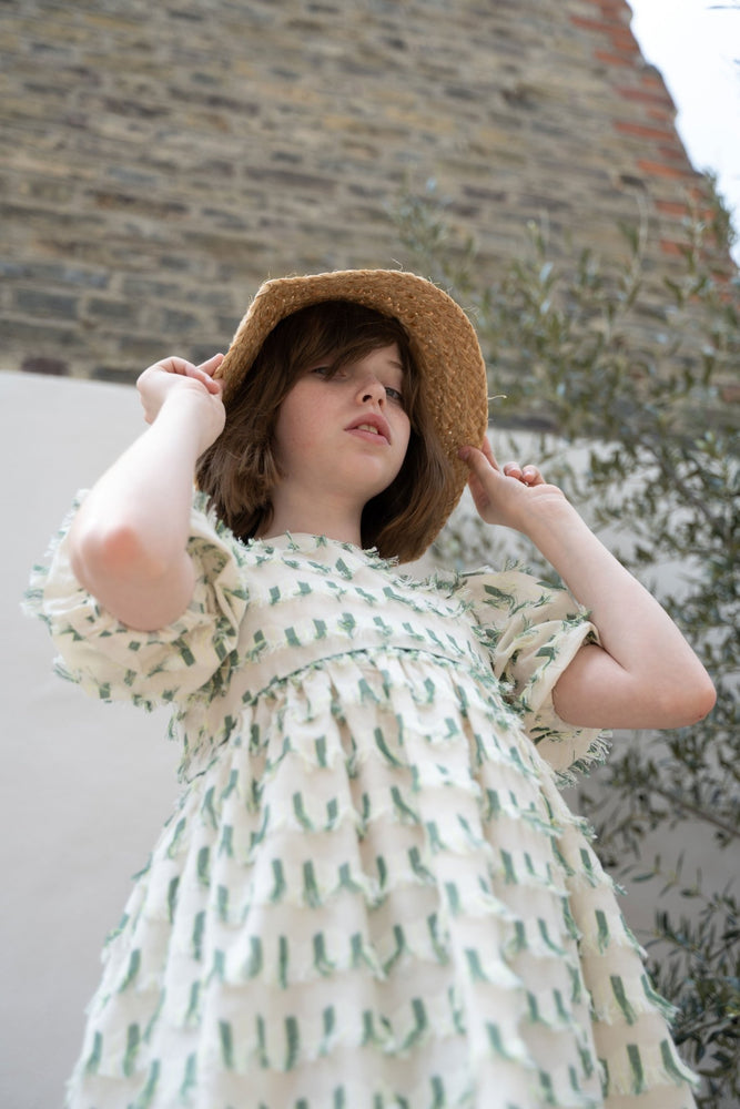 LEYLA DRESS GREEN TASSELS - KOKORI Kids
