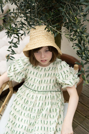 LEYLA DRESS GREEN TASSELS - KOKORI Kids