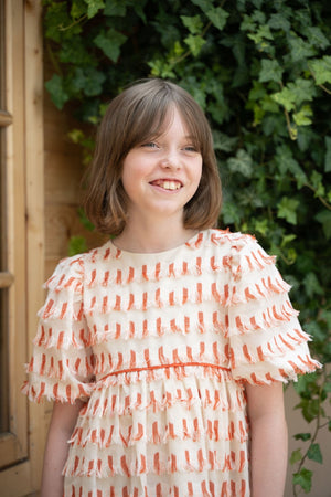 LEYLA DRESS RED TASSELS - KOKORI Kids