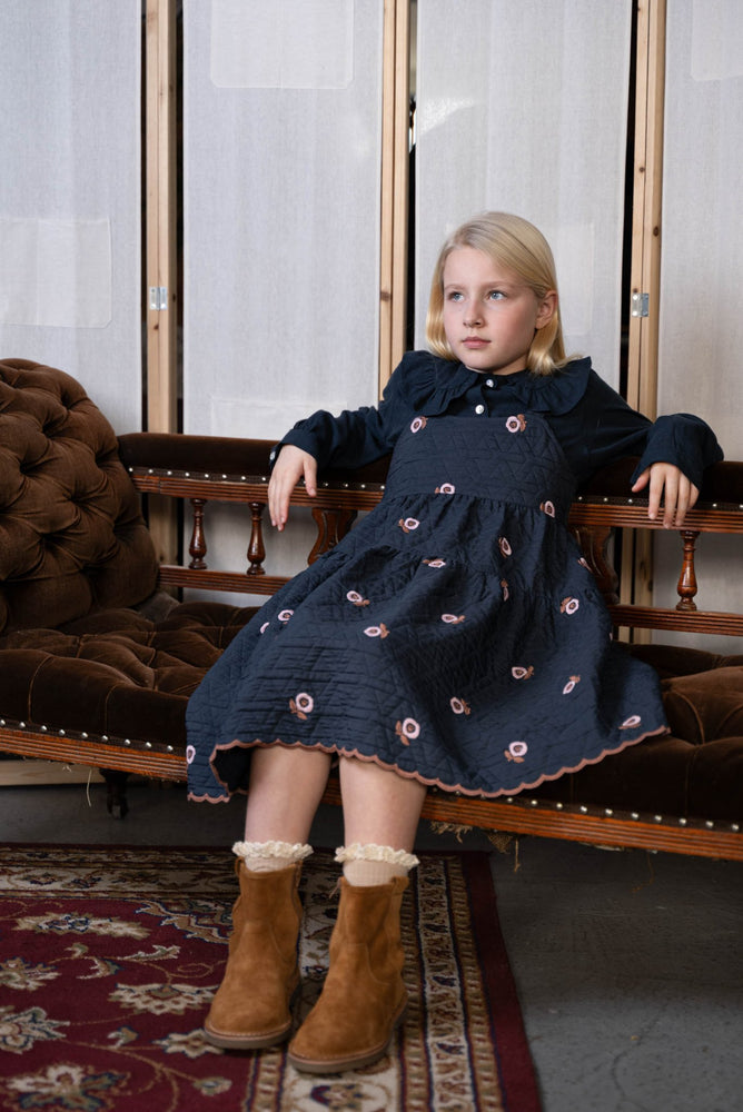 VINA PINAFORE DRESS - NAVY DRESS | KOKORI Kids VINA PINAFORE DRESS - NAVY DRESS | KOKORI Kids