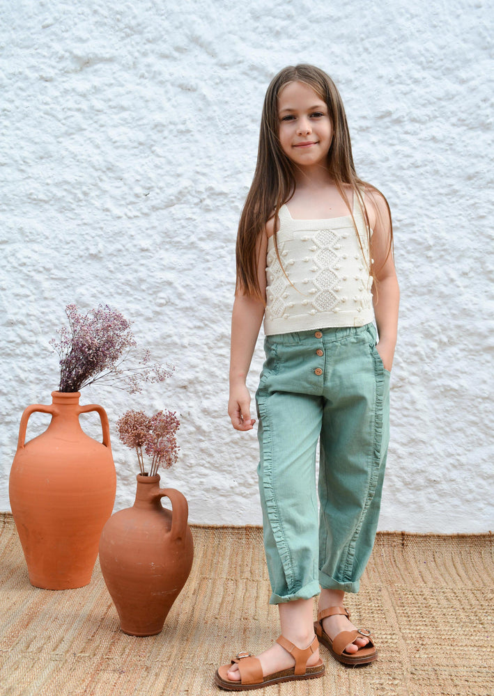 Girls Trousers, Linda Trouser Green - KOKORI Kids