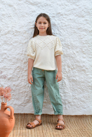 Girls Trousers, Linda Trouser Green - KOKORI Kids