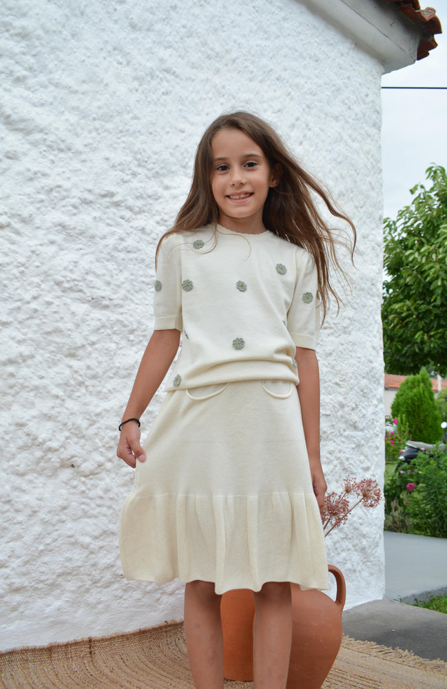 Girls Skirt, Bodrum Skirt Milk White - KOKORI Kids