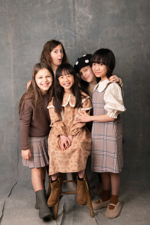 GIRLS JUMPER, POMPOM JUMPER BROWN - KOKORI Kids