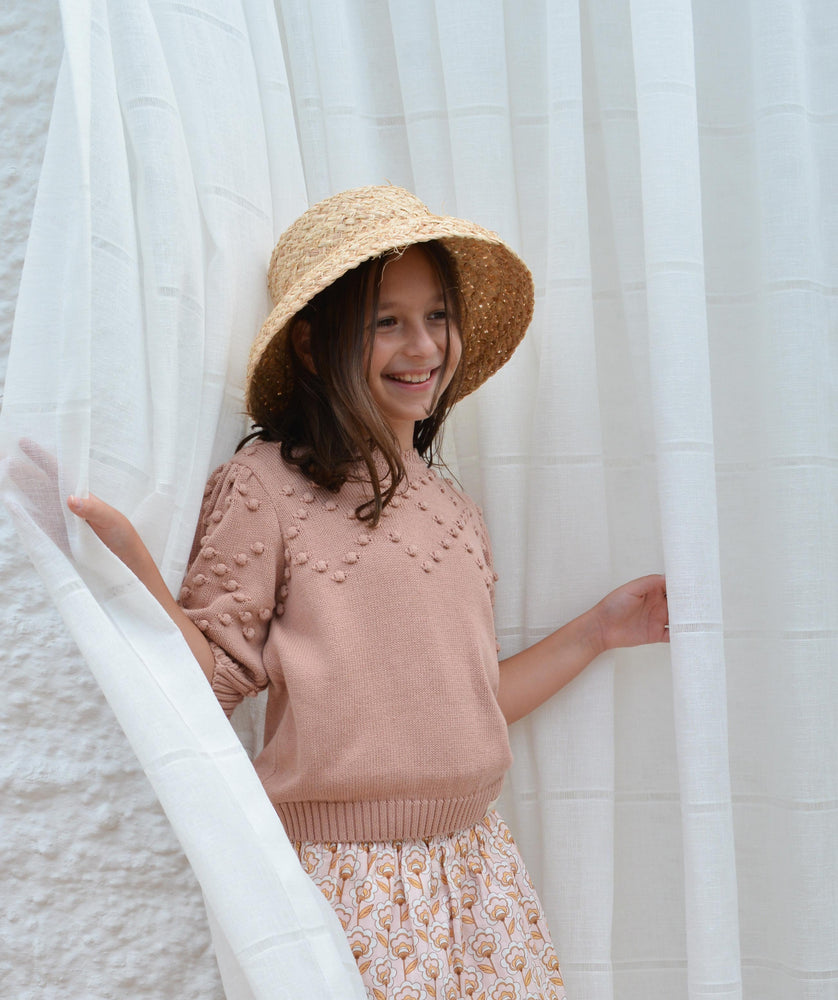 Girls Skirt, Ada Pink Cotton Flowers - KOKORI Kids