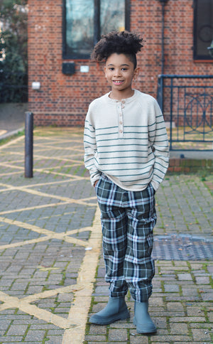BOYS TROUSER, ASIL KHAKI-BLACK - KOKORI Kids