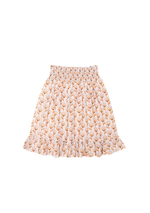 Girls Skirt, Ada Pink Cotton Flowers - KOKORI Kids