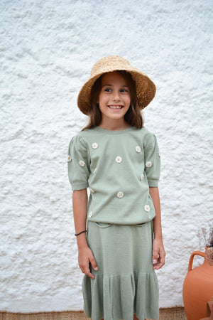 Girls Skirt, Bodrum Skirt Green - KOKORI Kids