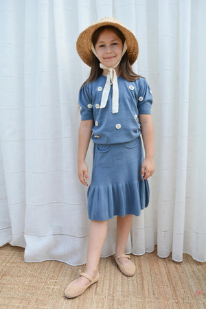 Girls Skirt, Bodrum Skirt Indigo - KOKORI Kids